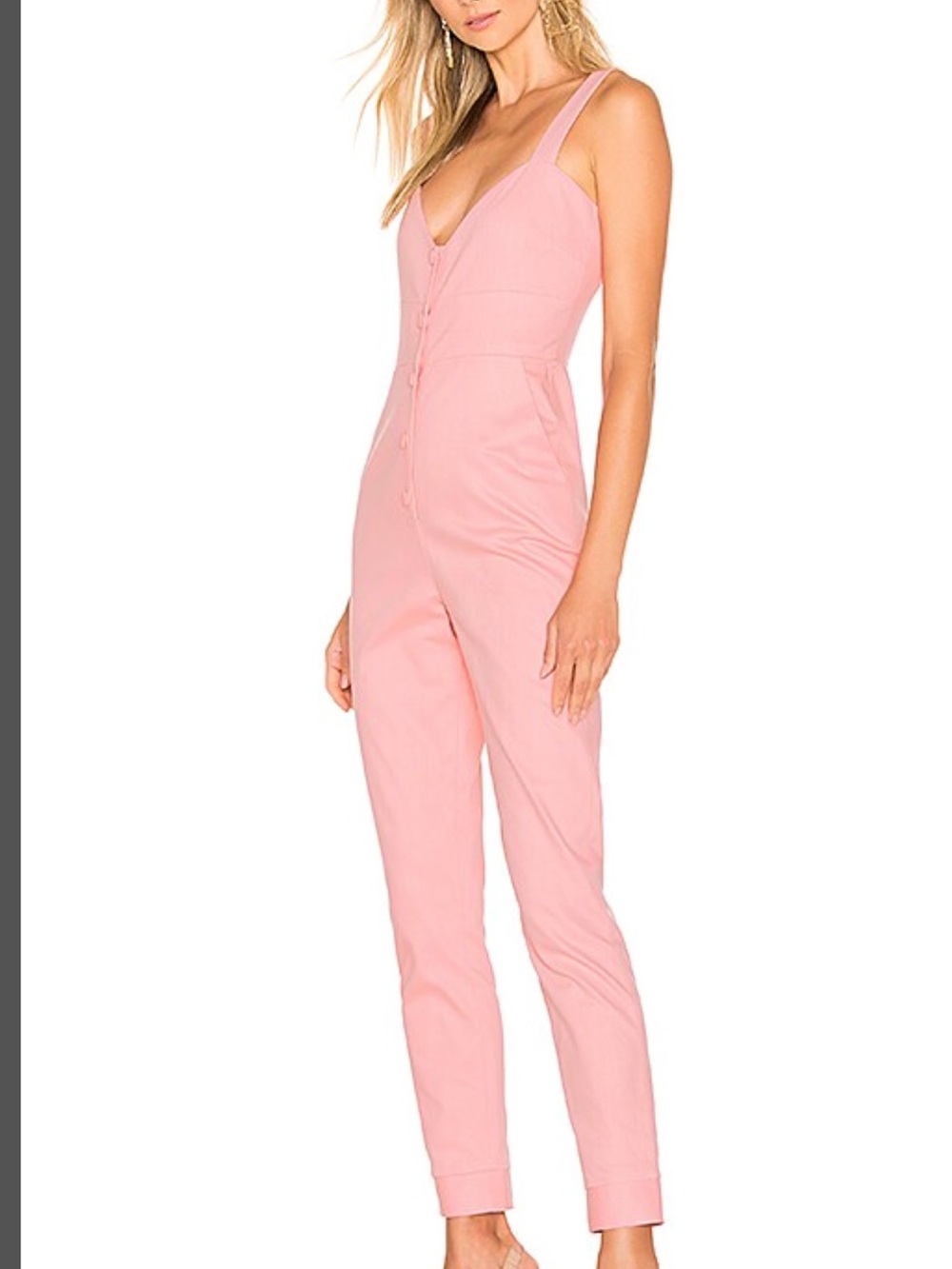 Lovers + Friends Soft Pink Button-Front Sleeveless Jumpsuit